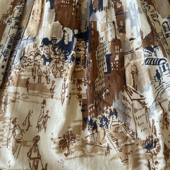 Talbots Woman Petite Cityscape Printed Midi Skirt Size 10 - Picture 5 of 11